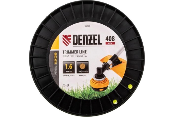 Леска триммерная Denzel FLEX CORD круглая, 1,6 мм х 408 м. [96268]