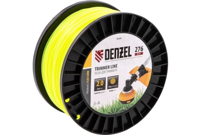 Леска триммерная Denzel FLEX CORD круглая, 2,0 мм х 276 м. [96269]