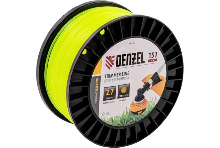 Леска триммерная Denzel FLEX CORD круглая, 2,7 мм х 151 м. [96281]