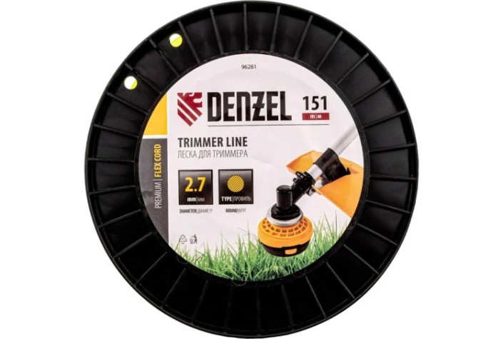 Леска триммерная Denzel FLEX CORD круглая, 2,7 мм х 151 м. [96281]