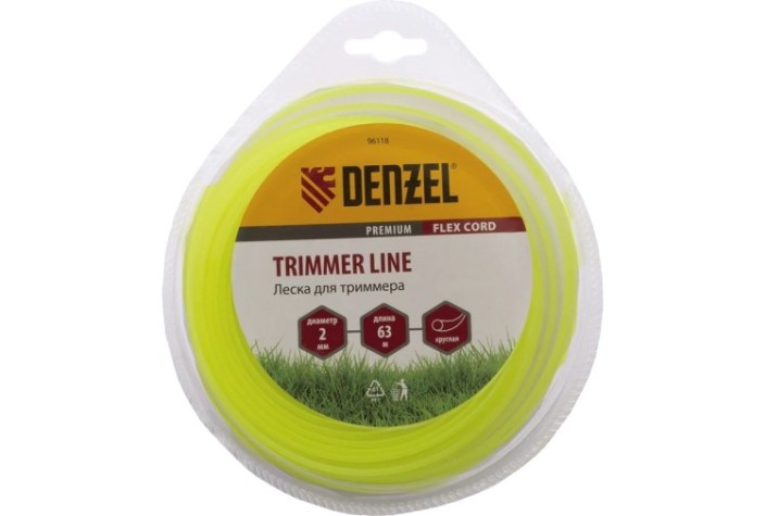 Леска триммерная Denzel FLEX CORD круглая 2 мм х 63 м. [96118]