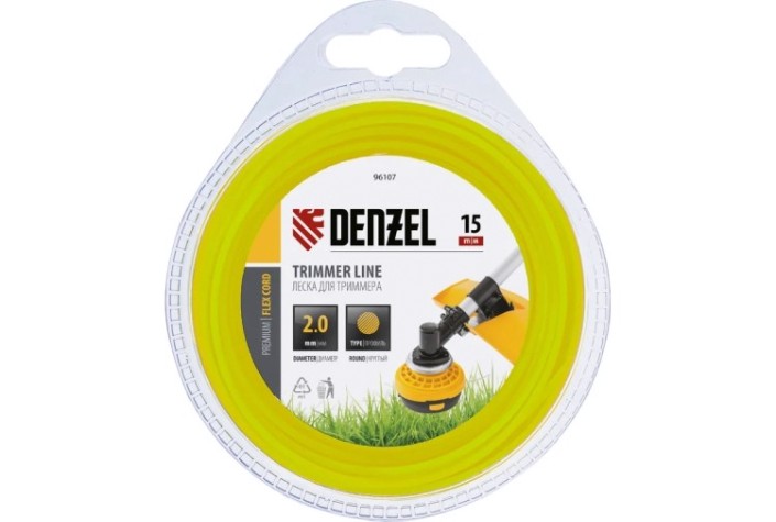 Леска триммерная Denzel FLEX CORD круглая 2 мм х15 м. [96107]