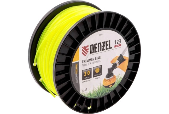 Леска триммерная Denzel FLEX CORD круглая, 3,0 мм х 123 м. [96282]