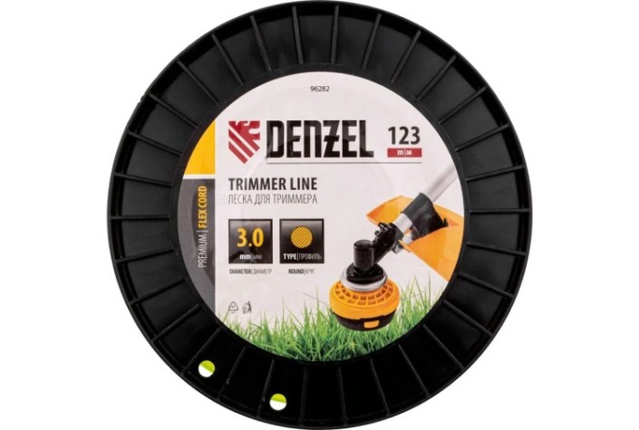 Леска триммерная Denzel FLEX CORD круглая, 3,0 мм х 123 м. [96282]