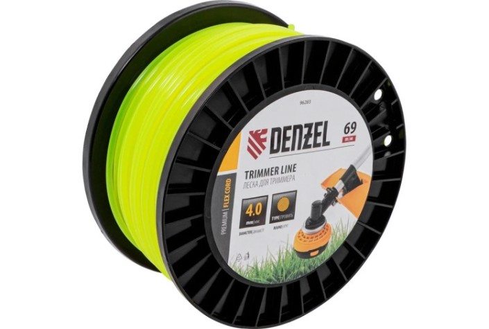 Леска триммерная Denzel FLEX CORD круглая, 4,0 мм х 69 м. [96283]