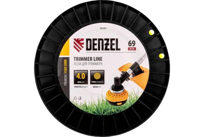 Леска триммерная Denzel FLEX CORD круглая, 4,0 мм х 69 м. [96283]