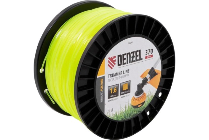 Леска триммерная Denzel FLEX CORD квадрат 1,6 мм х 370 м. [96290]