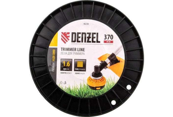 Леска триммерная Denzel FLEX CORD квадрат 1,6 мм х 370 м. [96290]