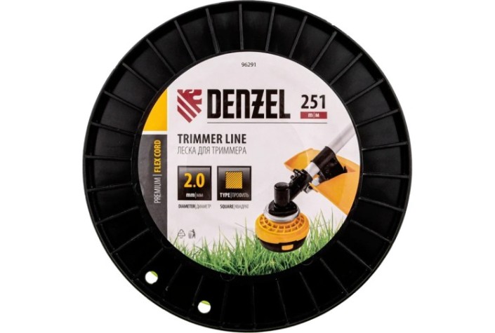 Леска триммерная Denzel FLEX CORD квадрат, 2,0 мм х 251 м. [96291]