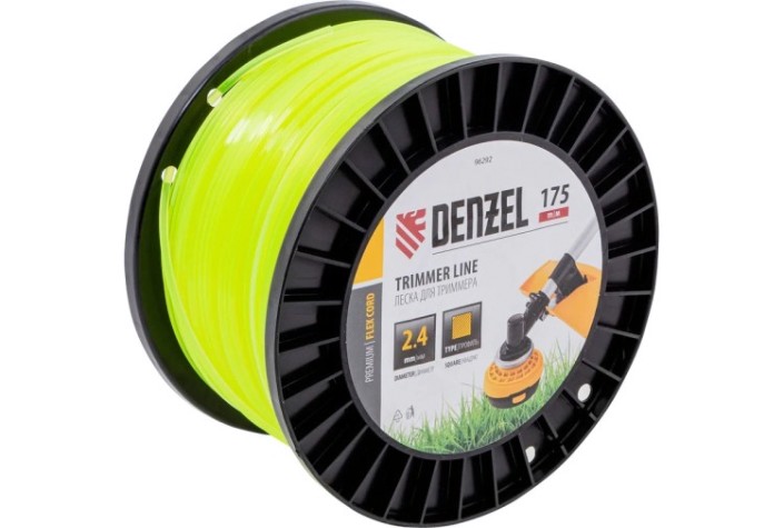 Леска триммерная Denzel FLEX CORD квадрат, 2,4 мм х 175 м. [96292]