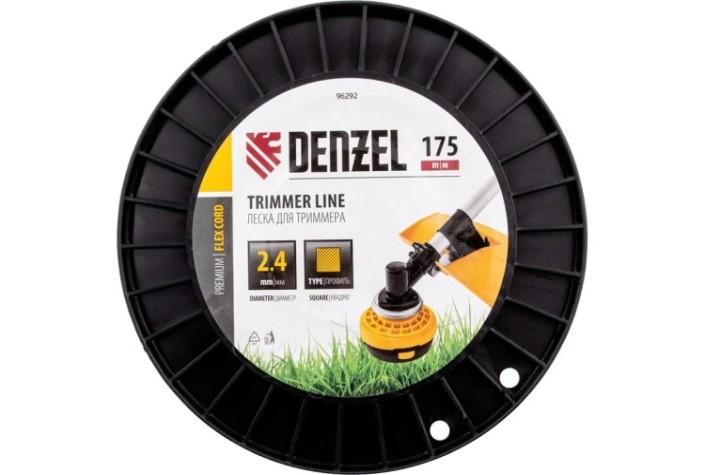Леска триммерная Denzel FLEX CORD квадрат, 2,4 мм х 175 м. [96292]