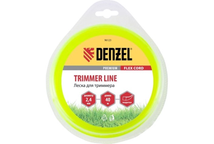 Леска триммерная Denzel FLEX CORD квадрат 2,4 мм х 40 м [96123]