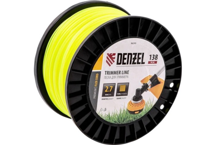 Леска триммерная Denzel FLEX CORD квадрат, 2,7 м х 138 м. [96293]