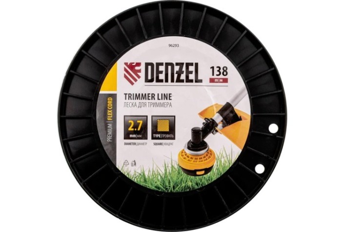 Леска триммерная Denzel FLEX CORD квадрат, 2,7 м х 138 м. [96293]