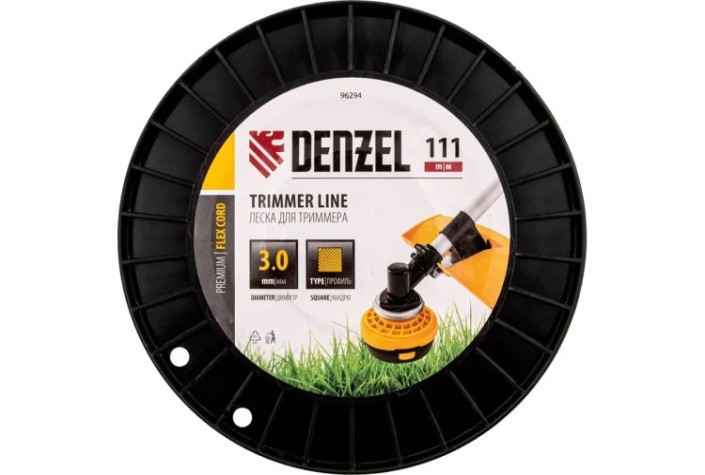 Леска триммерная Denzel FLEX CORD квадрат, 3,0 мм х 111 м. [96294]