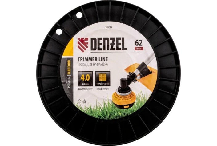 Леска триммерная Denzel FLEX CORD квадрат 4,0 мм х 62 м. [96295]
