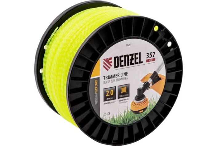 Леска триммерная Denzel FLEX CORD витой квадрат, 2,0 мм х 357 м. [96297]