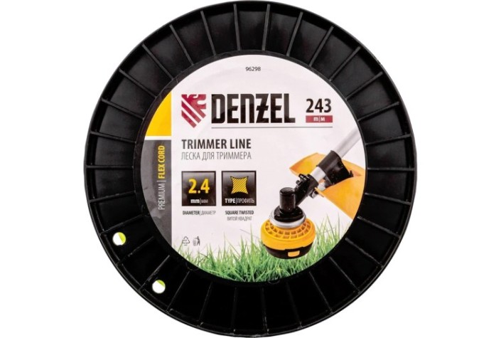 Леска триммерная Denzel FLEX CORD витой квадрат, 2,4 мм х 243 м. [96298]