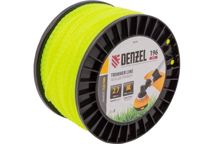 Леска триммерная Denzel FLEX CORD витой квадрат, 2,7 мм х 196 м. [96299]