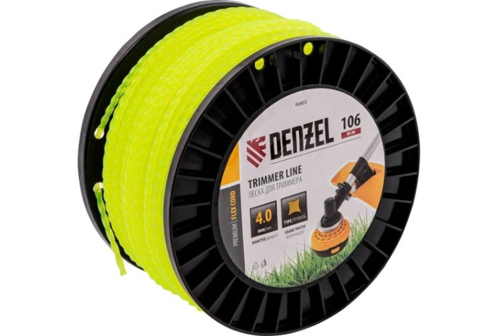 Леска триммерная Denzel FLEX CORD витой квадрат, 4,0 мм х 106 м. [96803]