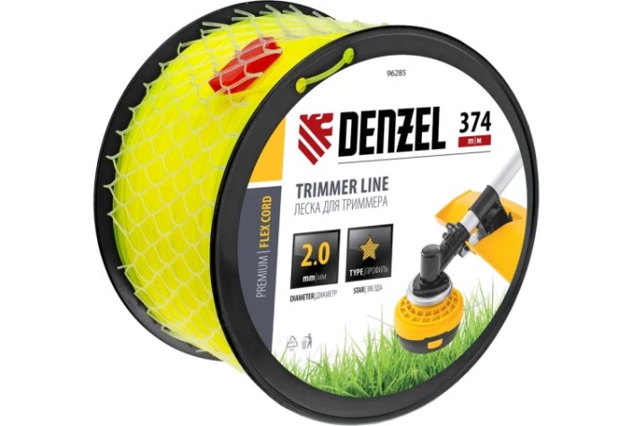 Леска триммерная Denzel FLEX CORD звезда, 2,0 мм х 374 м. [96285]