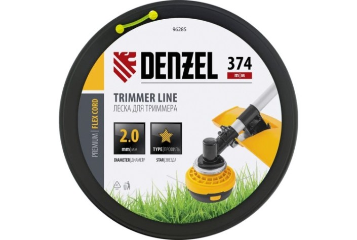 Леска триммерная Denzel FLEX CORD звезда, 2,0 мм х 374 м. [96285]