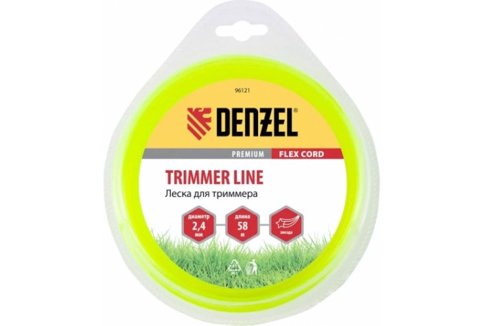 Леска триммерная Denzel FLEX CORD звезда 2,4 мм х 58 м. [96121]