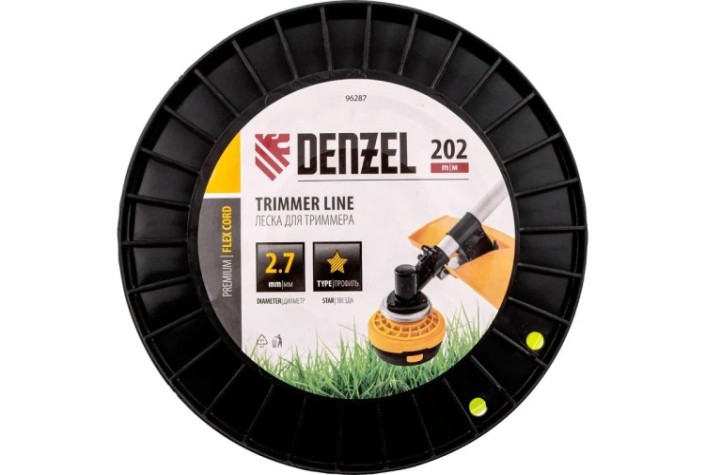 Леска триммерная Denzel FLEX CORD звезда, 2,7 мм х 202 м. [96287]