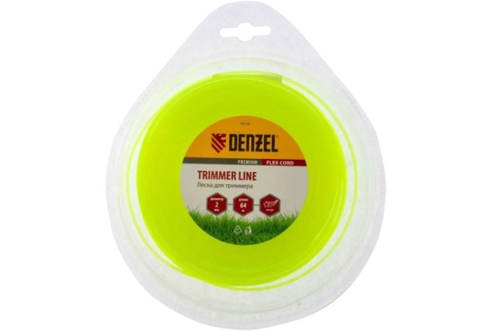 Леска триммерная Denzel FLEX CORD звезда 2 мм х 64 м. [96120]