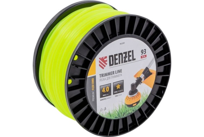 Леска триммерная Denzel FLEX CORD звезда, 4,0 мм х 93 м. [96289]