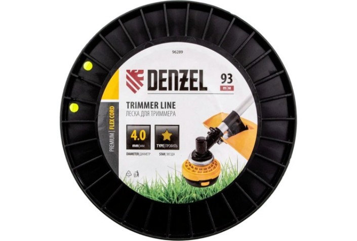 Леска триммерная Denzel FLEX CORD звезда, 4,0 мм х 93 м. [96289]