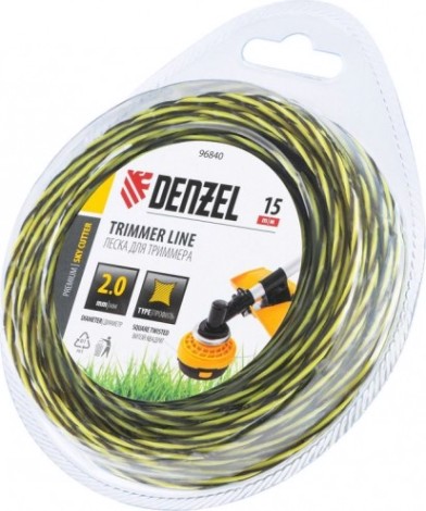 Леска триммерная Denzel SkyCutter двухкомпонентная витая квадратная, 2,0 мм х 15 м. [96840]