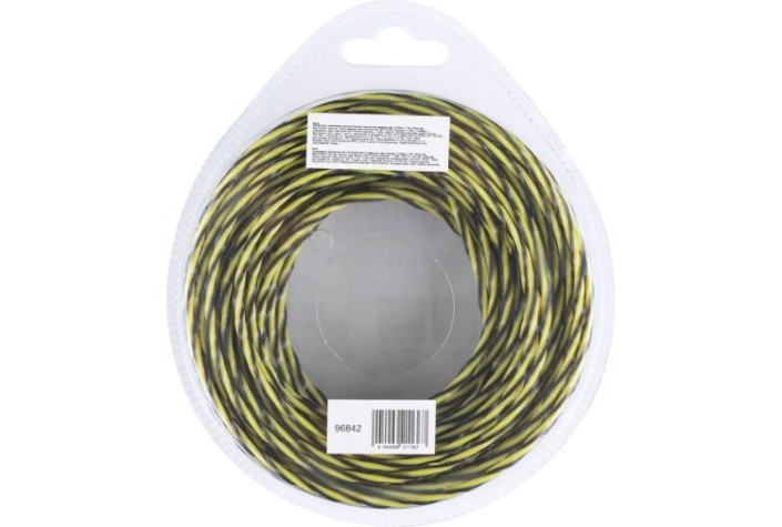 Леска триммерная Denzel SkyCutter двухкомпонентная витая квадратная, 3,0 мм х 12 м. [96842]