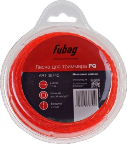 Леска триммерная FUBAG 38745 витой квадрат