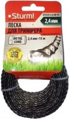 Леска триммерная Sturm 2.4 мм/15 м крученый квадрат армир. (GT3535-2.4-SA-15) [GT3535-2.4-SA-15]