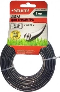 Леска триммерная Sturm 3.0 мм/15 м круг, армированная (GT3535-3.0-0A-15) [GT3535-3.0-0A-15]