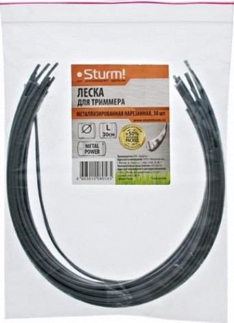 Леска триммерная Sturm 4.0 мм/0.3 м квадрат металлизированная (GT3535-4.0-4-30) (30 шт.) [GT3535-4.0-4-30]