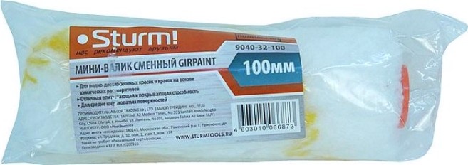 Мини-валик сменный Sturm GIRPAINT 9040-32-100 для бюгеля 6мм, 16х100мм [9040-32-100]