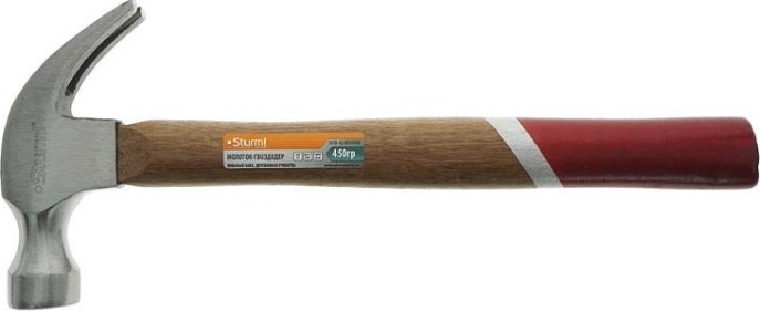 Молоток Sturm 1010-82-WD0450 гвоздодер, деревянная рукоятка, 450гр.