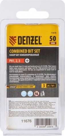 Набор бит Denzel рн1, рн2, рн3, 50 мм, комбиниров рн1, рн2, рн3, 50 мм, комбинированный 3 шт. [11676]