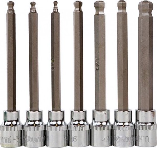Набор головок 3/8" Sturm 1045-18-B7-110 110 мм hex шар. наконеч 7 шт 3-10 в кейсе