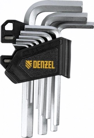 Набор ключей шестигранных Denzel HEX 1,5-10 мм, crv, 9 шт. [12366]