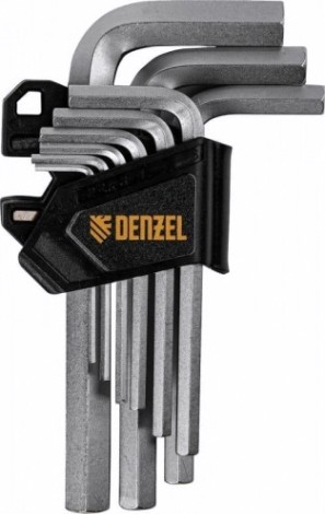 Набор ключей шестигранных Denzel HEX 2-12 мм, crv, 9 шт. [12367]