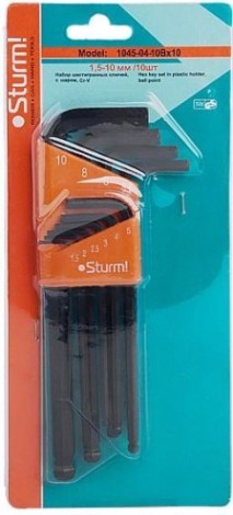 Набор ключей шестигранных Sturm 1045-04-10Bx10 шаровидным наконечником, 10шт.