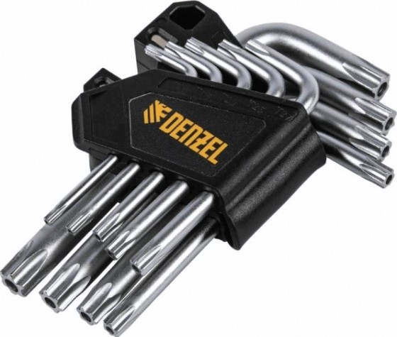 Набор ключей TORX Denzel TT10-50 tempered, crv, 9 шт. [12370]