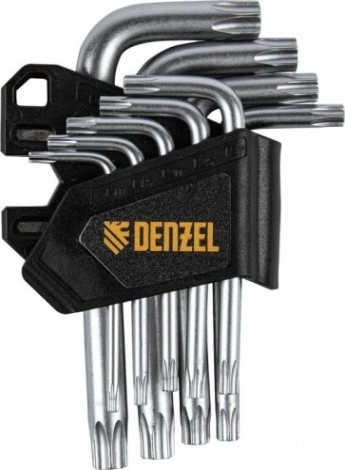 Набор ключей TORX Denzel TT10-50 tempered, crv, 9 шт. [12370]