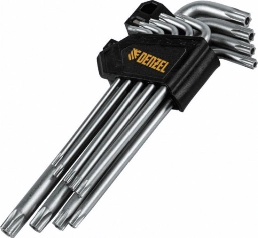 Набор ключей TORX Denzel TT10-50 tempered, crv, 9 шт., удлиненные [12371]