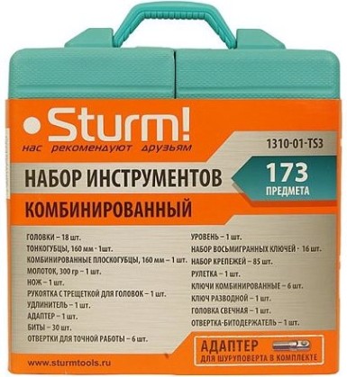 Набор столярно-слесарного инструмента Sturm 1310-01-TS3 173 предмета, пластиковый кейс Набор столярно-слесарного инструмента Sturm 1310-01-TS3 173 предмета, пластиковый кейс