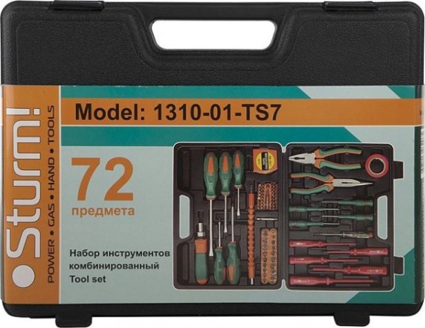 Набор столярно-слесарного инструмента Sturm 1310-01-TS7 72 предмета, диэлектрич. отвертки. Набор столярно-слесарного инструмента Sturm 1310-01-TS7 72 предмета, диэлектрич. отвертки.