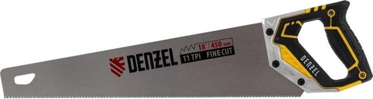 Ножовка по дереву Denzel 11 TPI 450 мм, зуб 3d, металлопл. рукоятка [24141]
